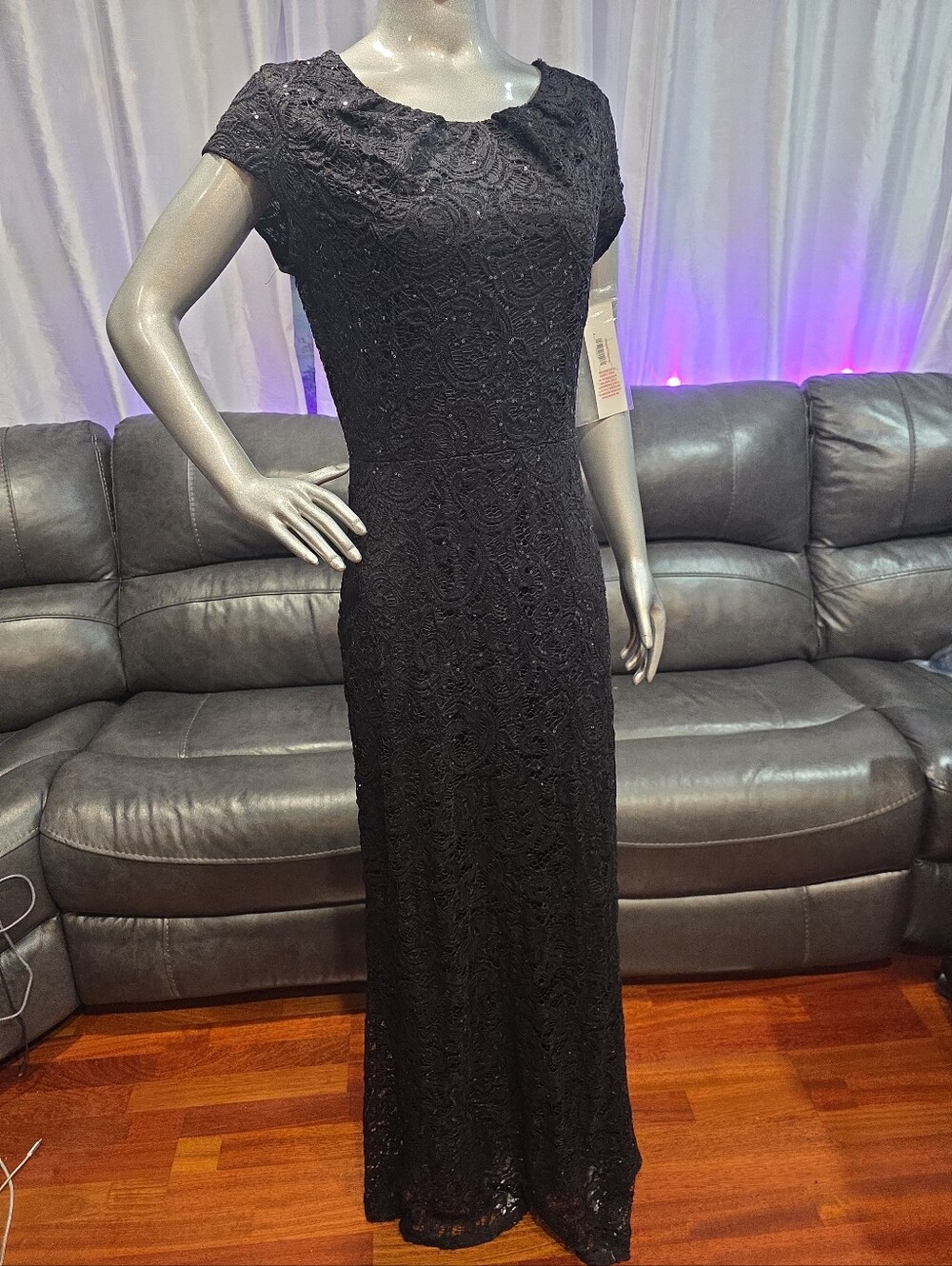 Vintage Jody California MEDIUM Black Lace Sequin Formal Elegant Whimseygoth